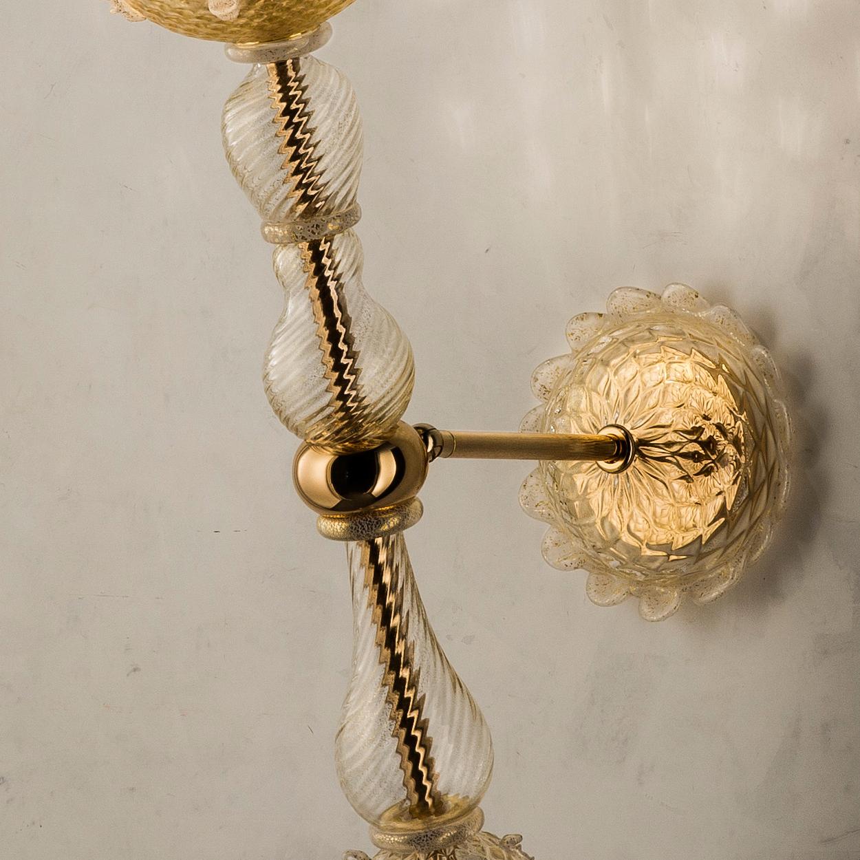 Italian Exceptional and Rich Wall Lights by Signoretto, Murano For Sale