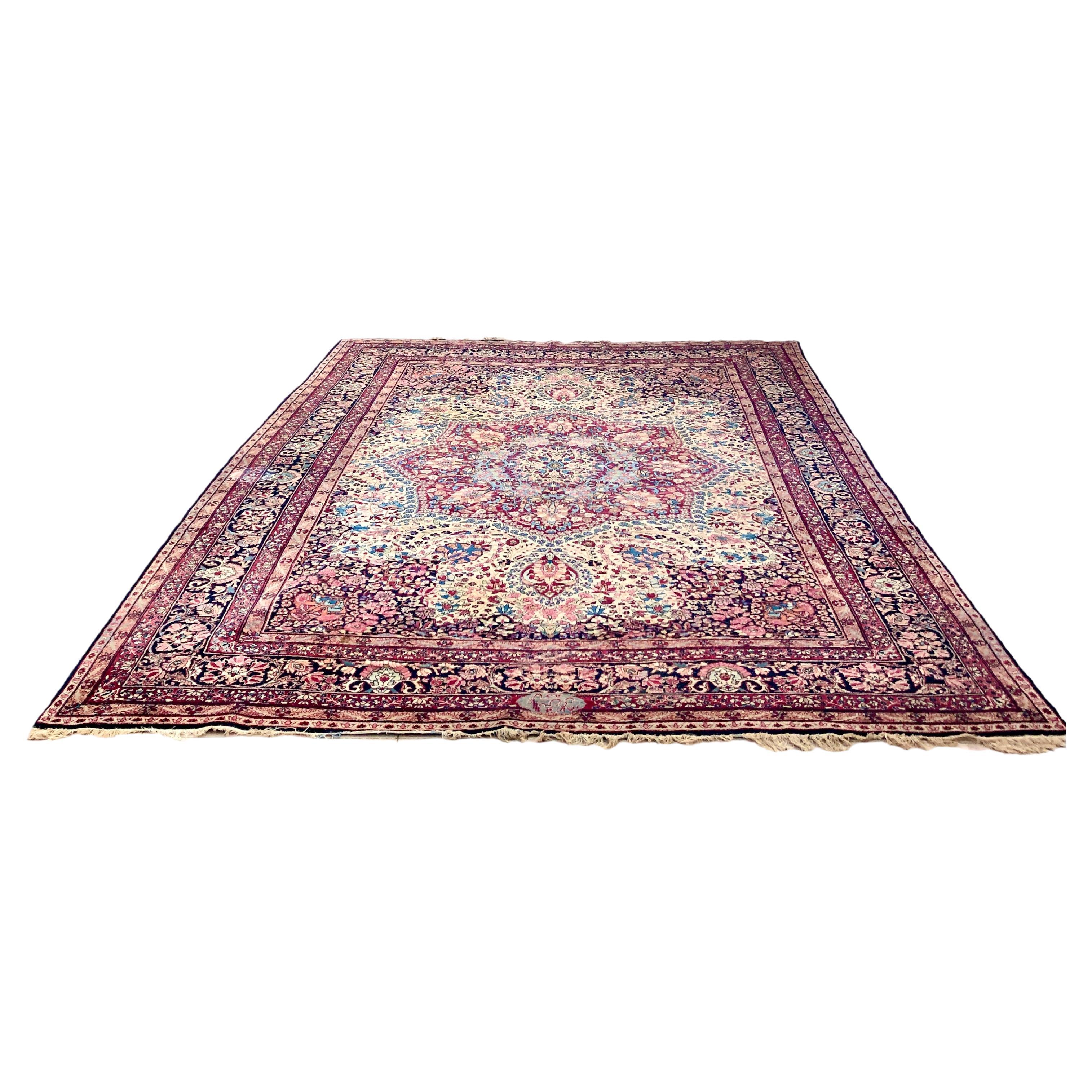 Fine Vintage Persian Kirman Carpet For Sale