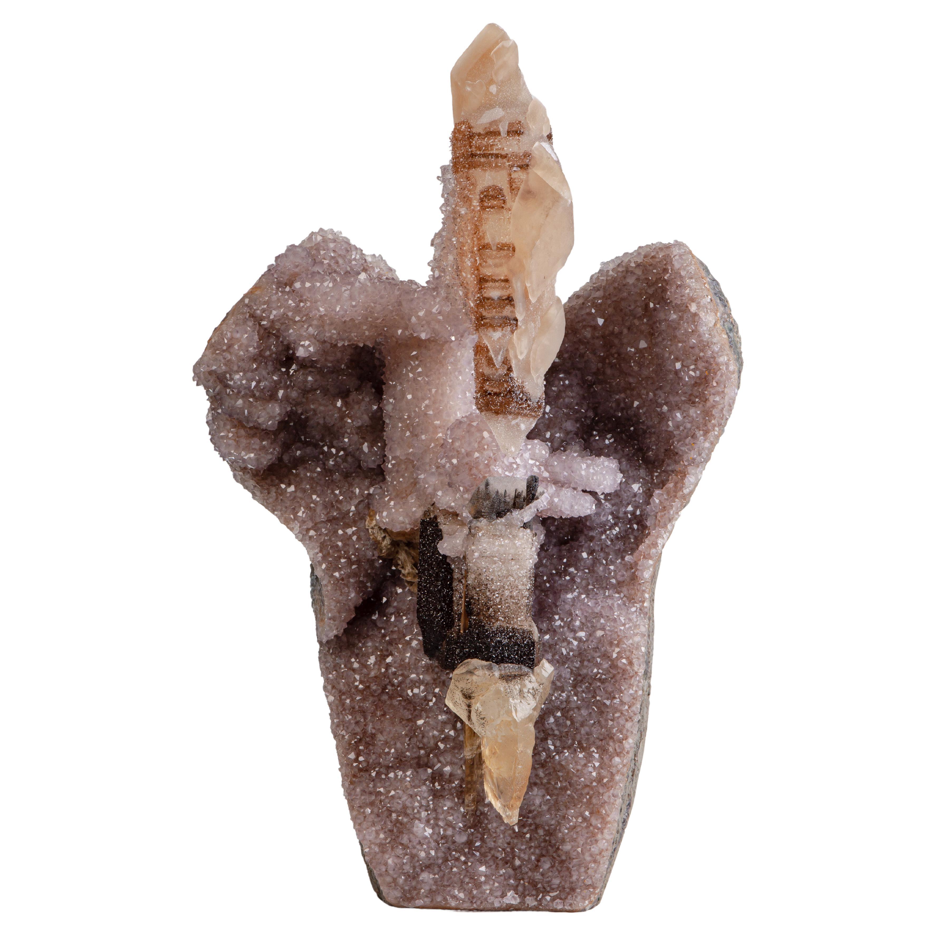 Exceptional “Angel” Amethyst Formation, Calcite, Agate, Quartz