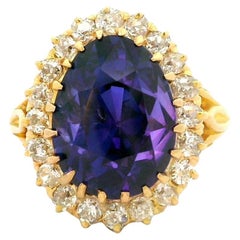 Excepcional Antiguo 13,86 Quilates Cambio de Color Zafiro Diamante Oro Amarillo 18k Ri