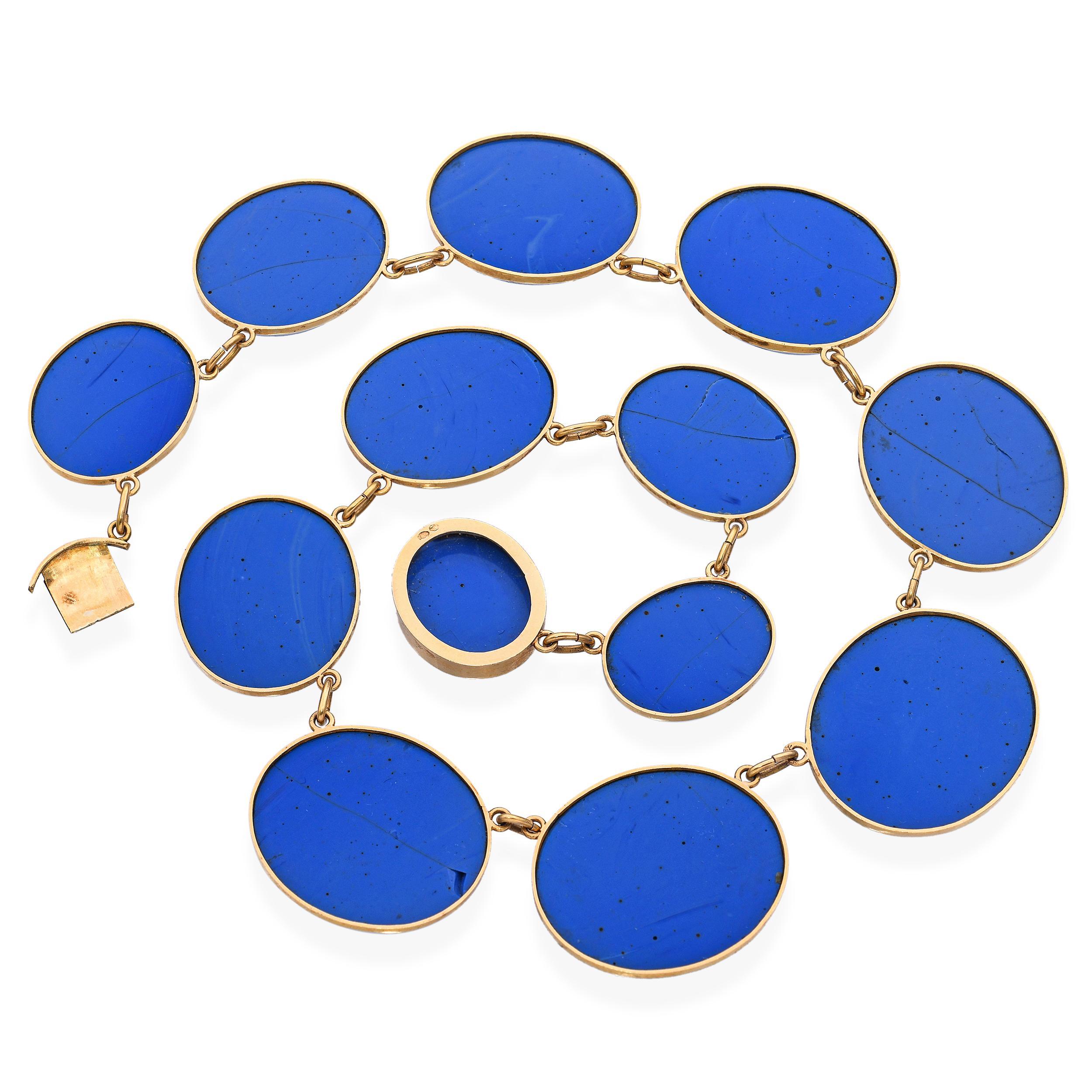 Außergewöhnliche antike 18k Gelbgold montiert römischen Micro Mosaik Halskette Damen im Angebot