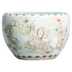 Exceptional Antique 19/20th c Cachepot Chinese Porcelain with Kutani figures