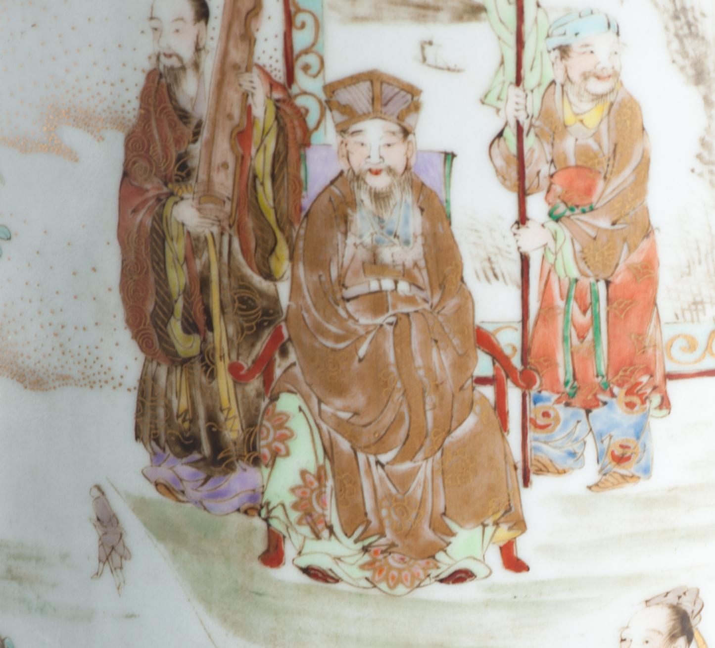 Eccezionale vaso antico in porcellana giapponese o cinese del 19° secolo con figure in vendita 7