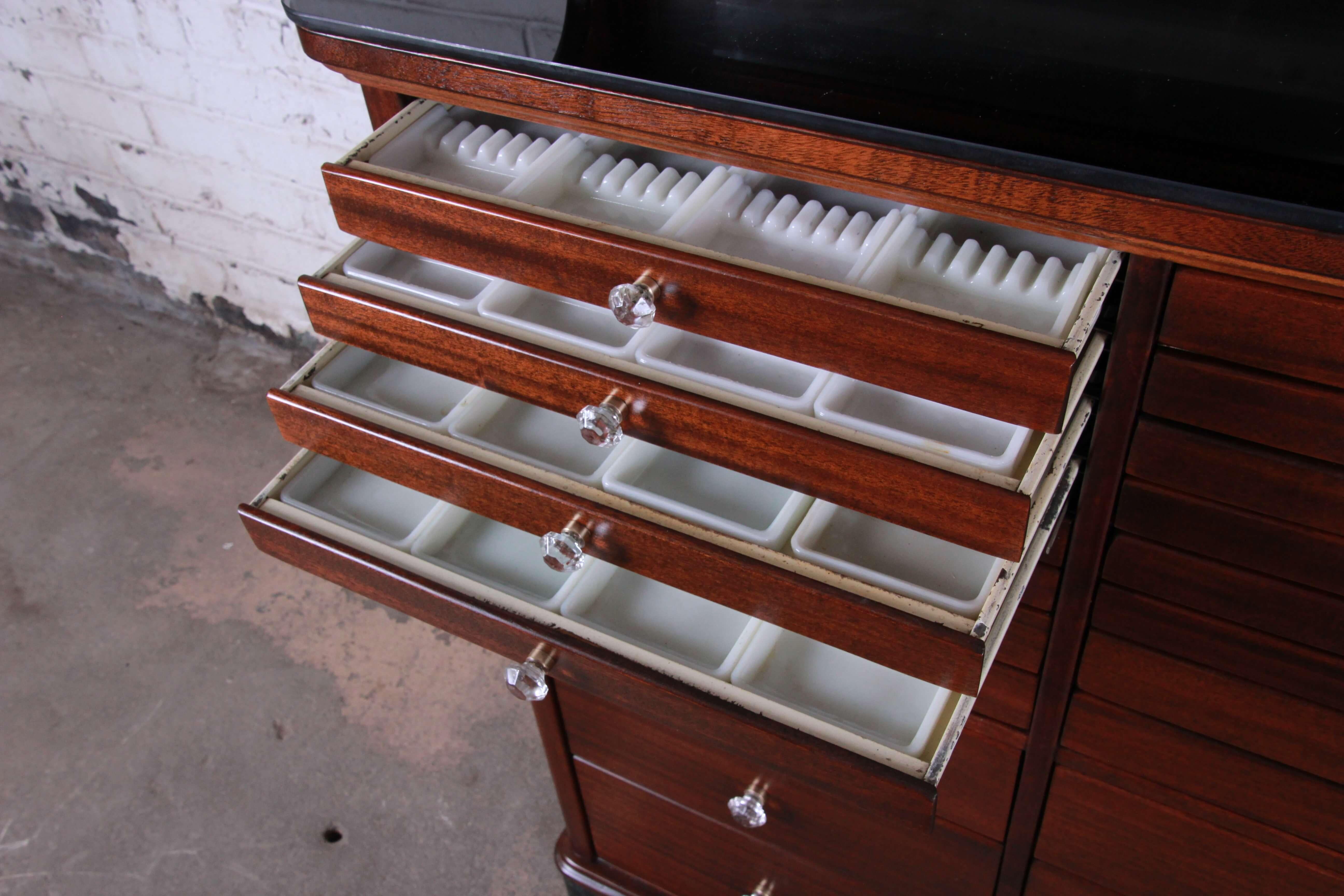 20th Century Exceptional Antique 22-Drawer Mahogany Dental Cabinet, 1929