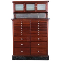 Exceptional Antique 22-Drawer Mahogany Dental Cabinet, 1929