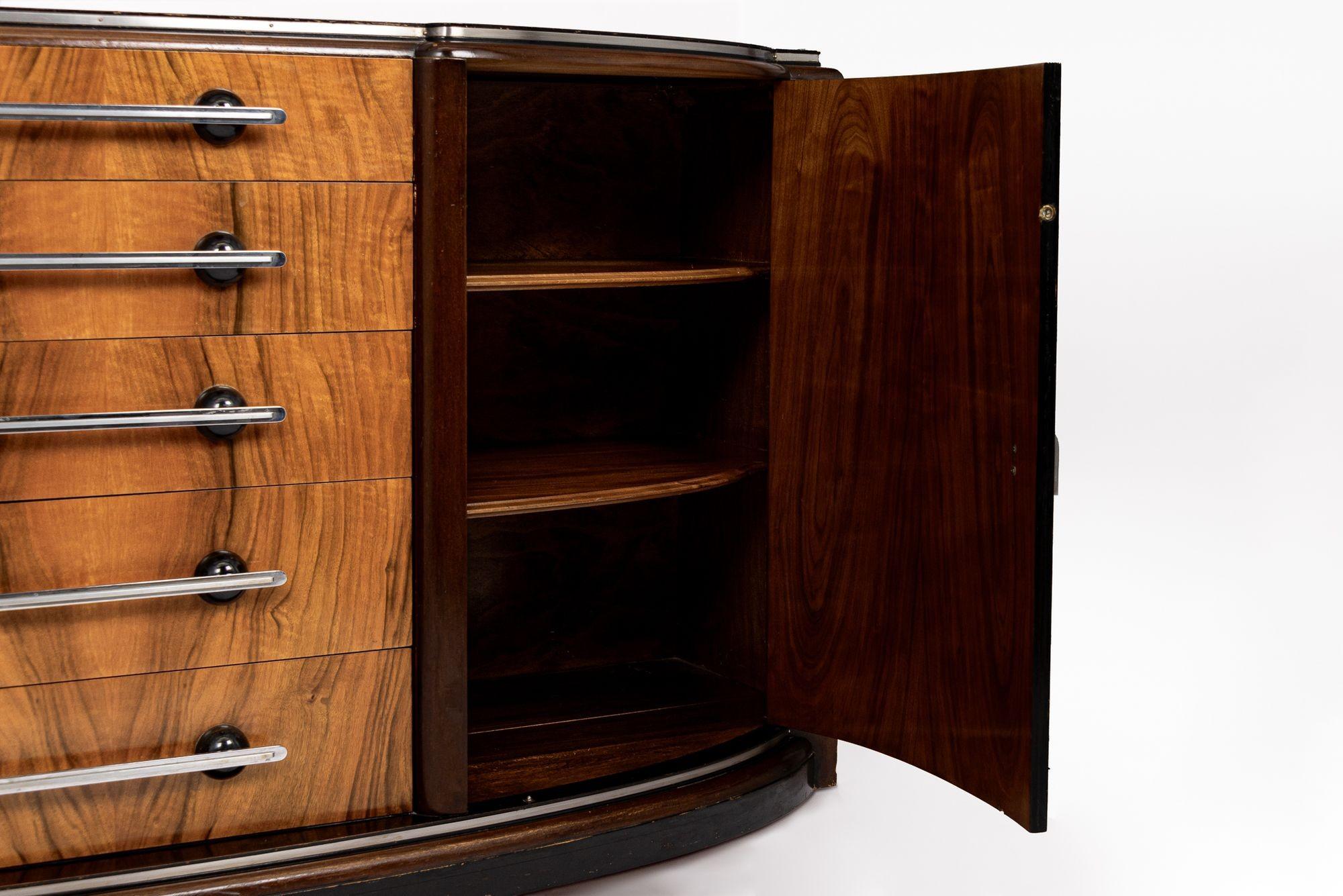 Exceptional Antique Art Deco Burl Wood Sideboard Credenza or Bar Cabinet 7