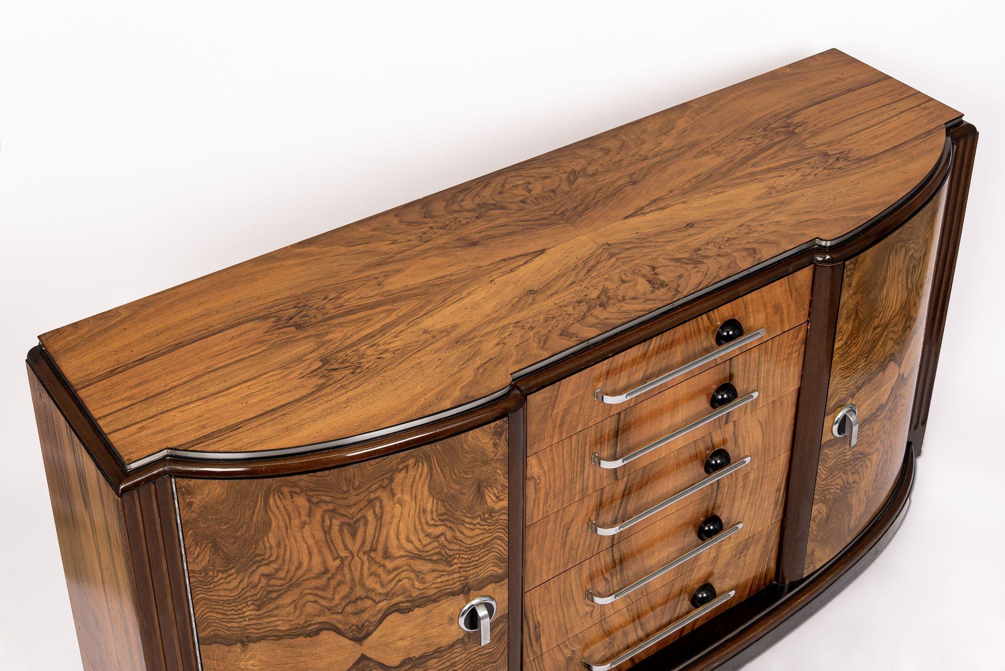 Mid-20th Century Exceptional Antique Art Deco Burl Wood Sideboard Credenza or Bar Cabinet