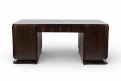 Exceptional Antique Art Deco Large Macassar Ebony Wood Executive Desk