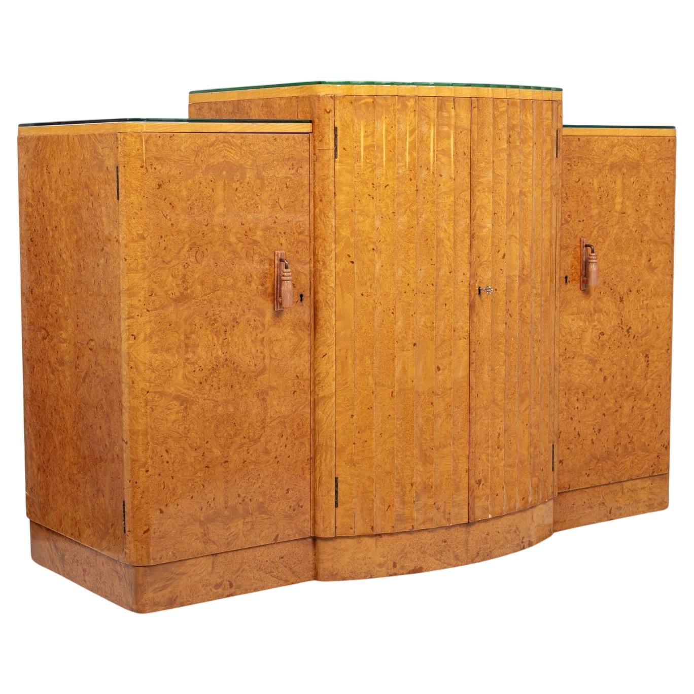 Exceptional Antique Art Deco Maple Wood Bar Cabinet or Sideboard 1930s For Sale
