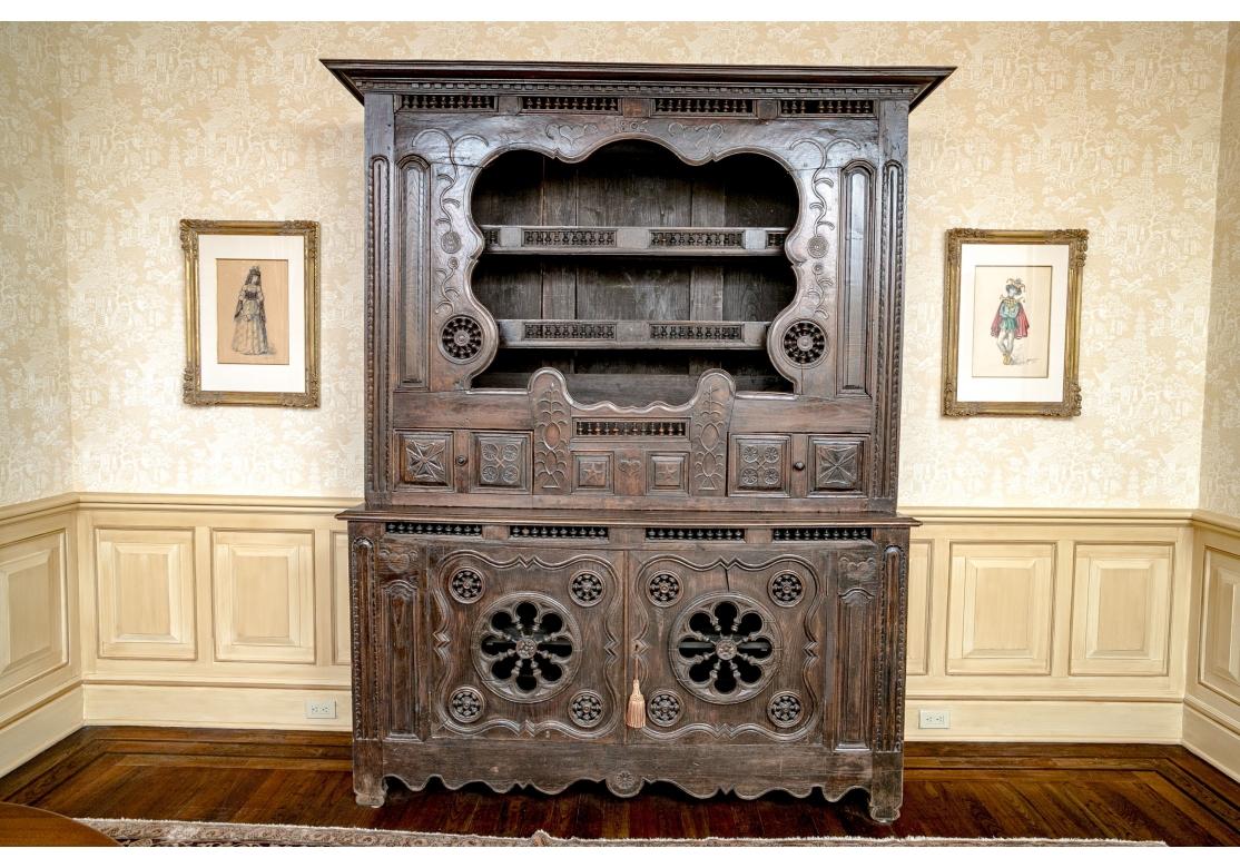 French Provincial Exceptional Antique Carved Cupboard From The Brittany Region France For Sale