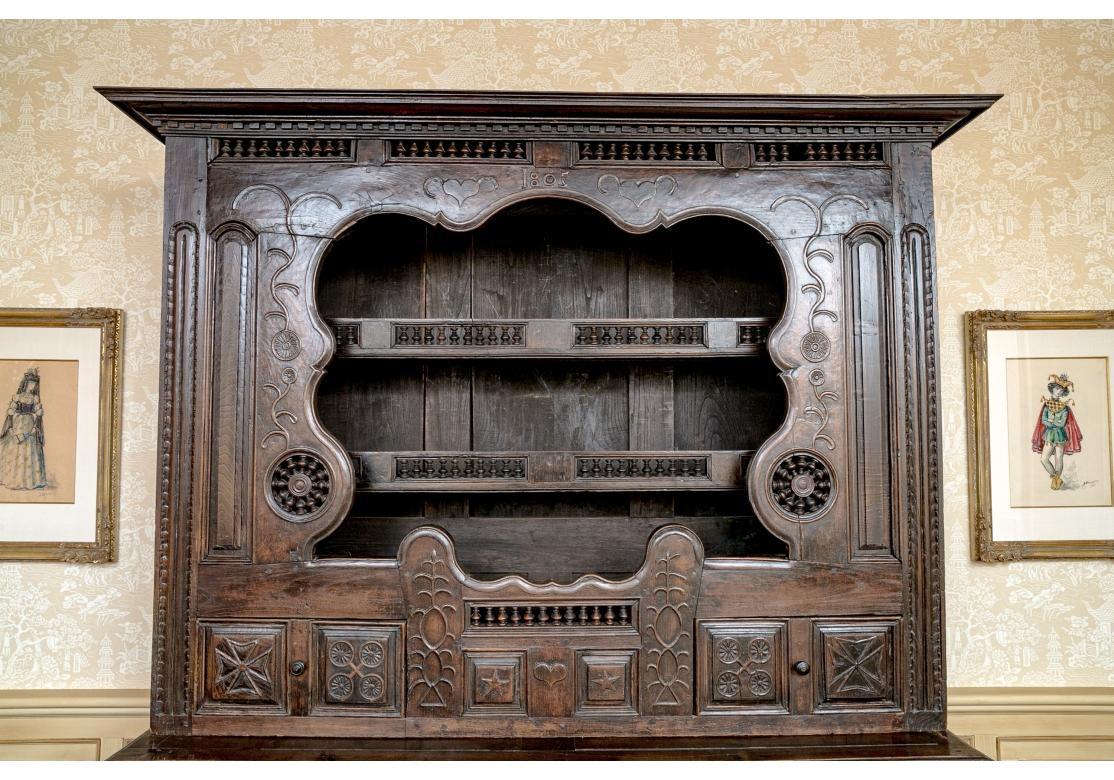 French Exceptional Antique Carved Cupboard From The Brittany Region France For Sale
