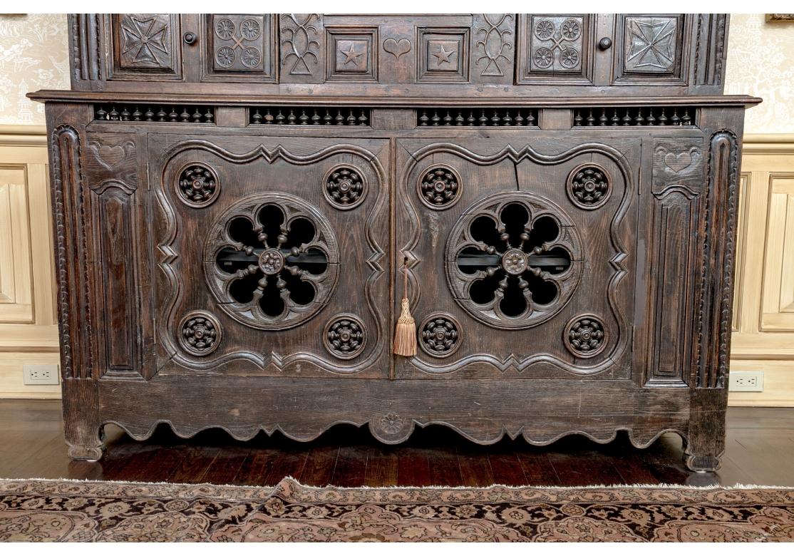 Oak Exceptional Antique Carved Cupboard From The Brittany Region France For Sale