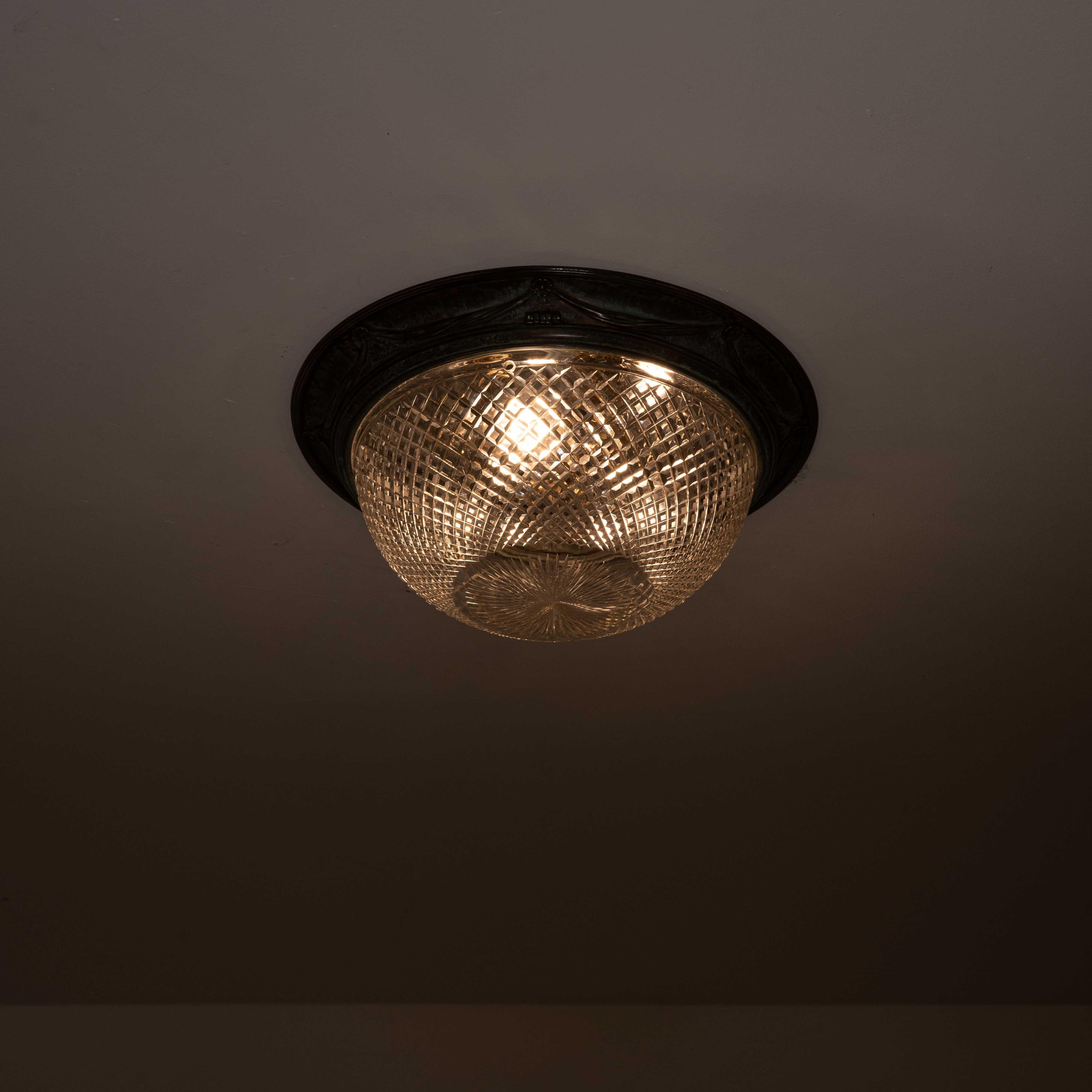 Calco Eccezionale plafoniera a filo in cristallo antico e ottone decorativo in vendita