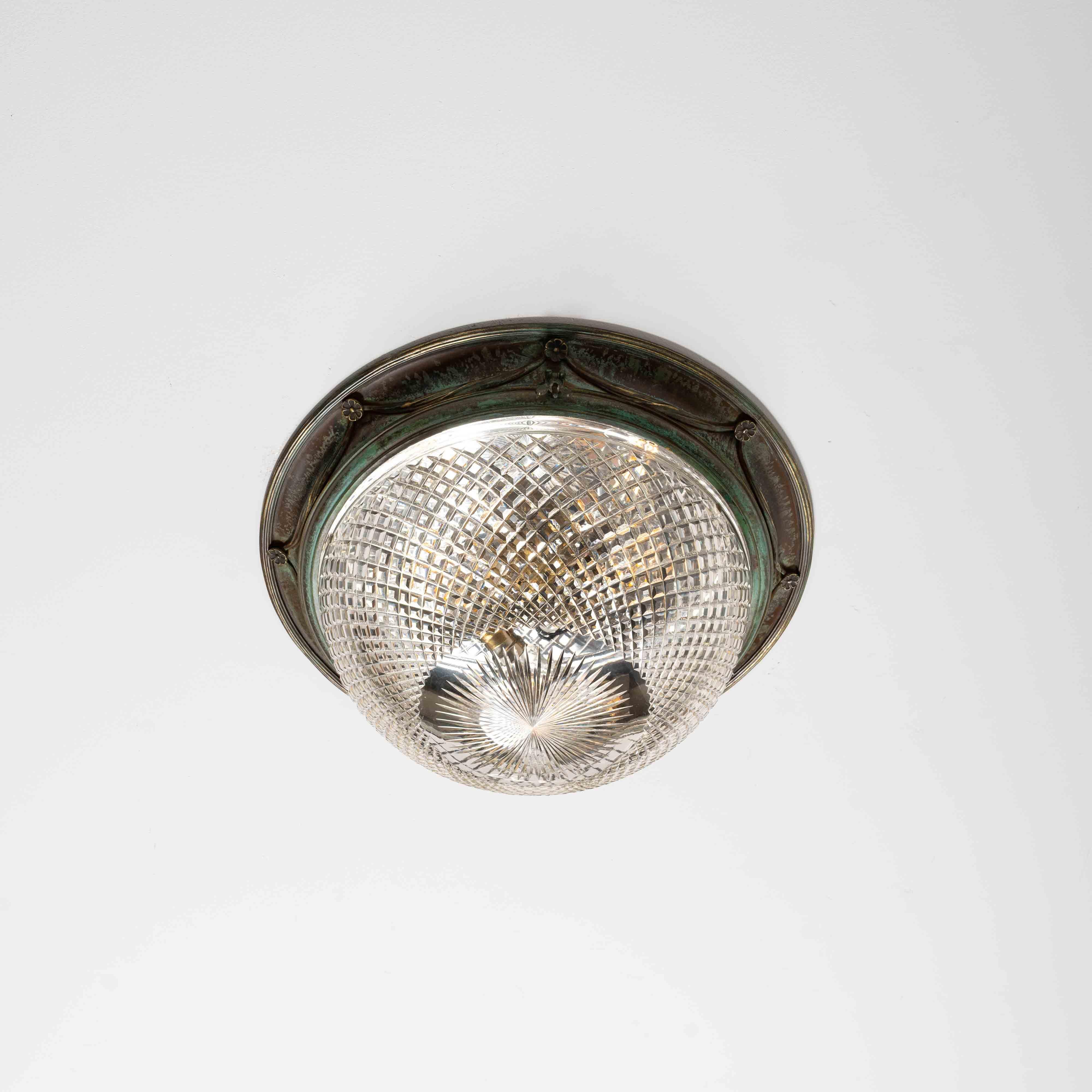 Eccezionale plafoniera a filo in cristallo antico e ottone decorativo In condizioni buone in vendita a Nottingham, GB