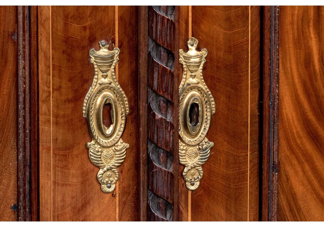 Inlay Exceptional Antique Dutch Inlaid Mahogany And Satinwood Linen Press For Sale