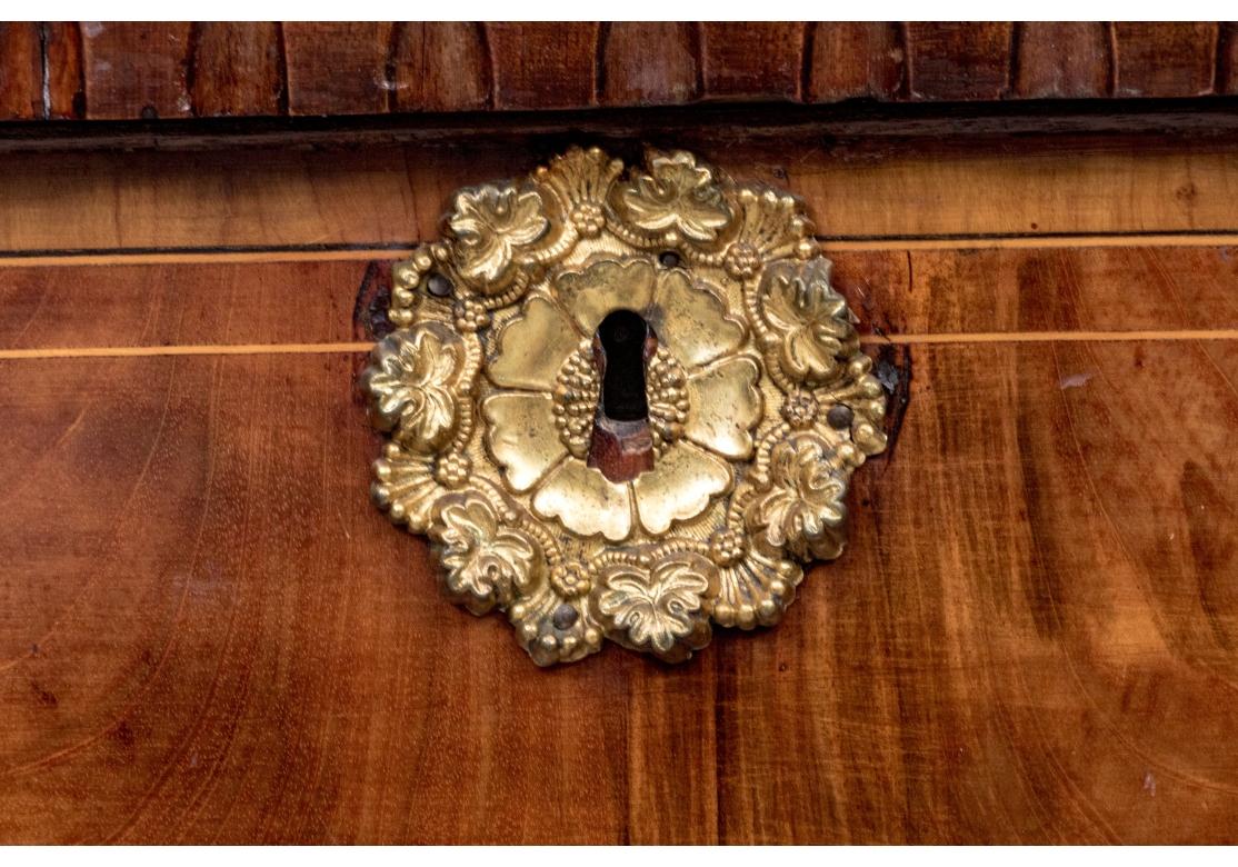 Exceptional Antique Dutch Inlaid Mahogany And Satinwood Linen Press In Distressed Condition For Sale In Bridgeport, CT