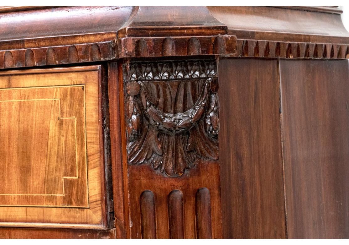 Brass Exceptional Antique Dutch Inlaid Mahogany And Satinwood Linen Press For Sale