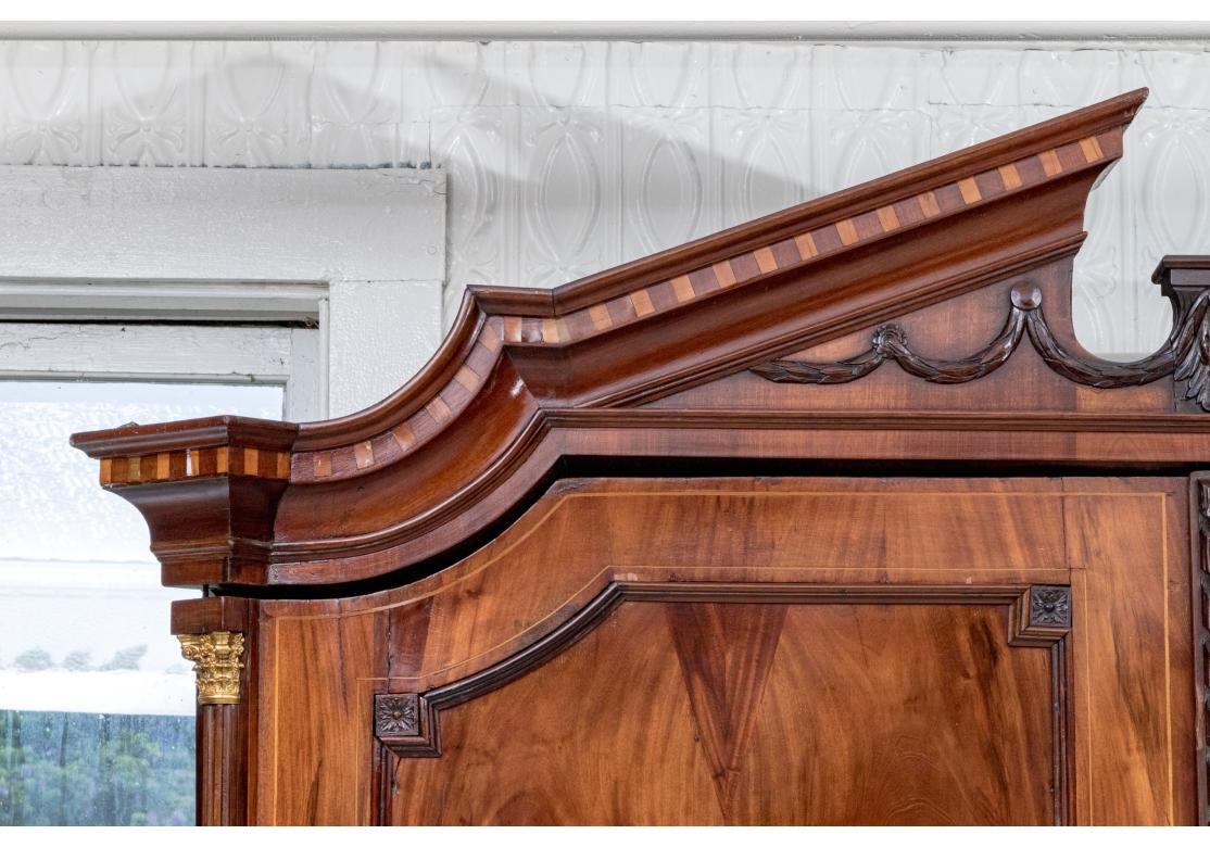 Exceptional Antique Dutch Inlaid Mahogany And Satinwood Linen Press For Sale 1