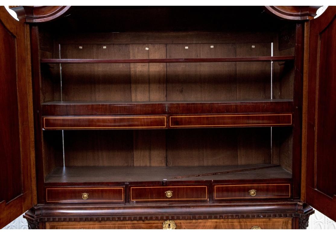 Exceptional Antique Dutch Inlaid Mahogany And Satinwood Linen Press For Sale 2