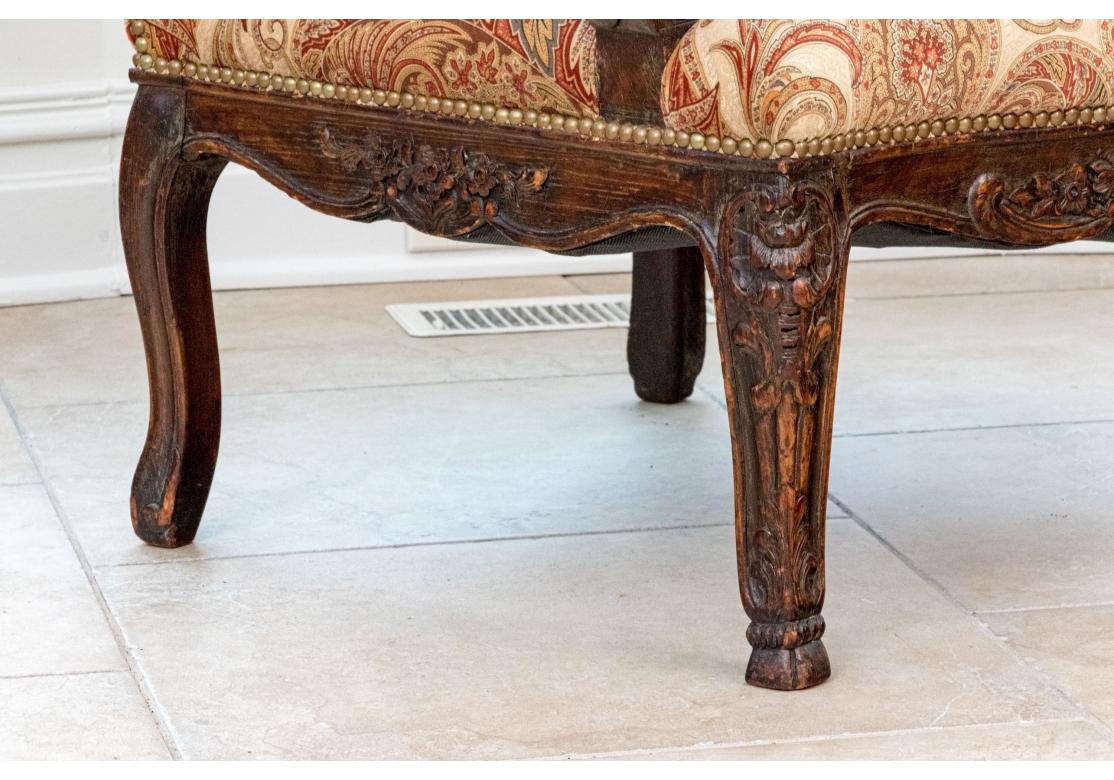 Carved Exceptional Antique English Library Arm Chair For Sale