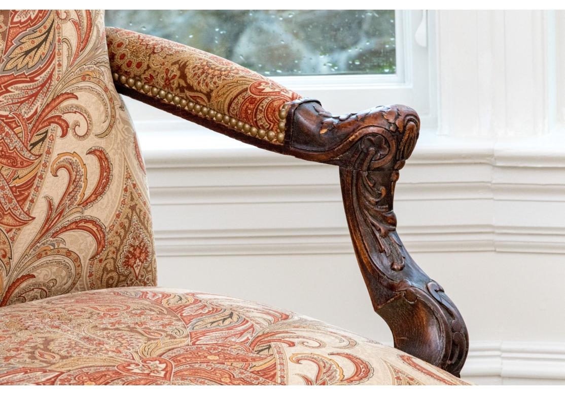 Fabric Exceptional Antique English Library Arm Chair For Sale