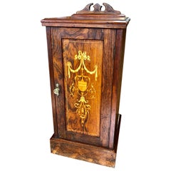 Exceptional Antique English Marquetry Inlaid Rosewood Bedside/Chairside Cupboard