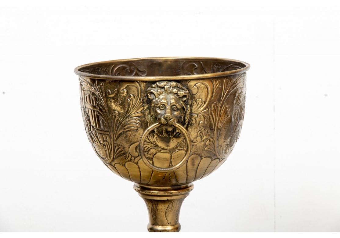 Exceptional Antique European Brass Ring-Handled Planter 1