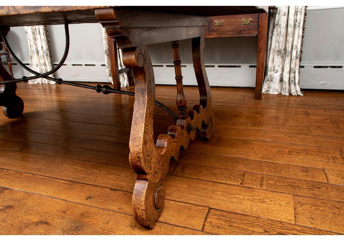Rustic Exceptional Antique European Trestle Table  For Sale
