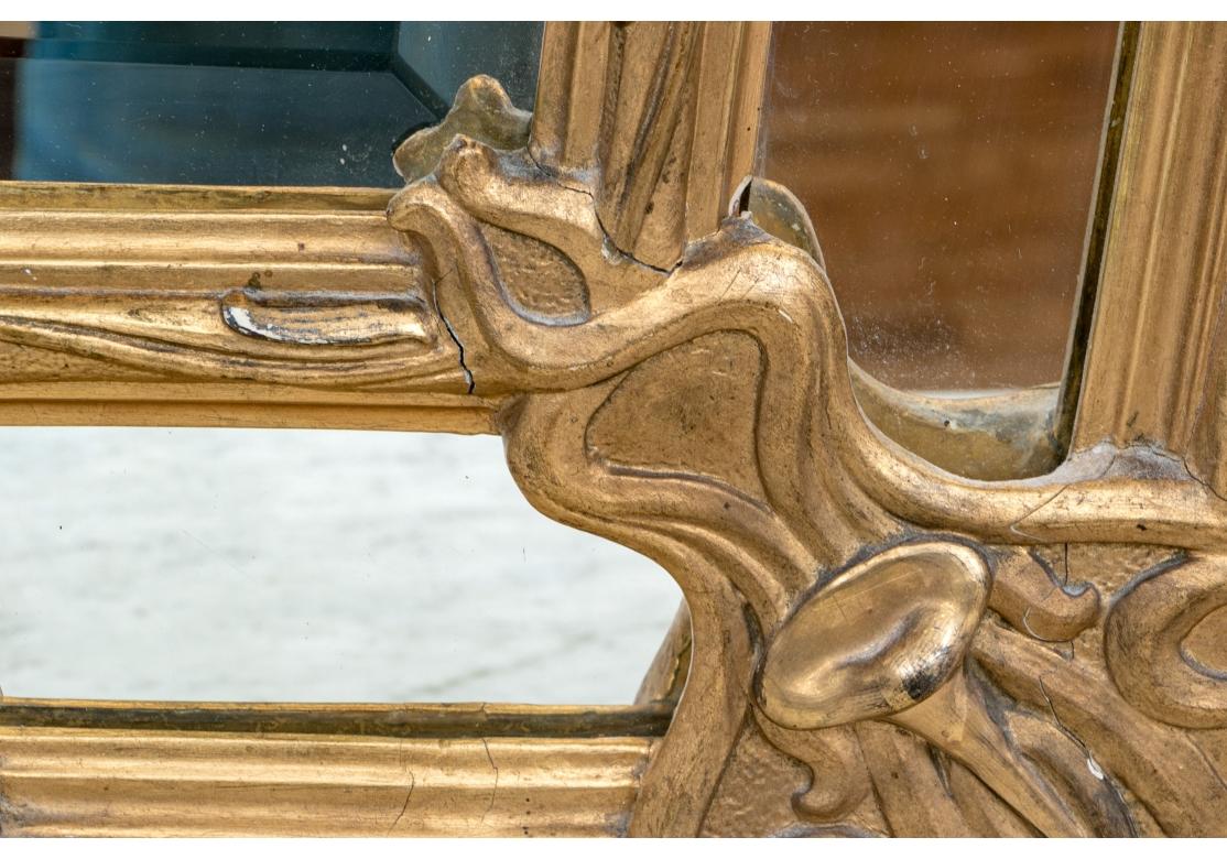 Exceptional Antique French Art Nouveau Gilt Wood Mirror For Sale 1