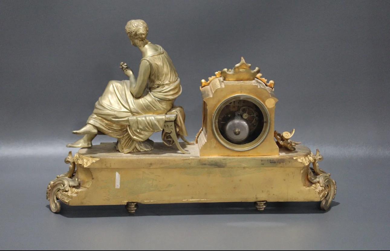 Exceptional Antique French Bronze Clock 1860-1890s For Sale 1