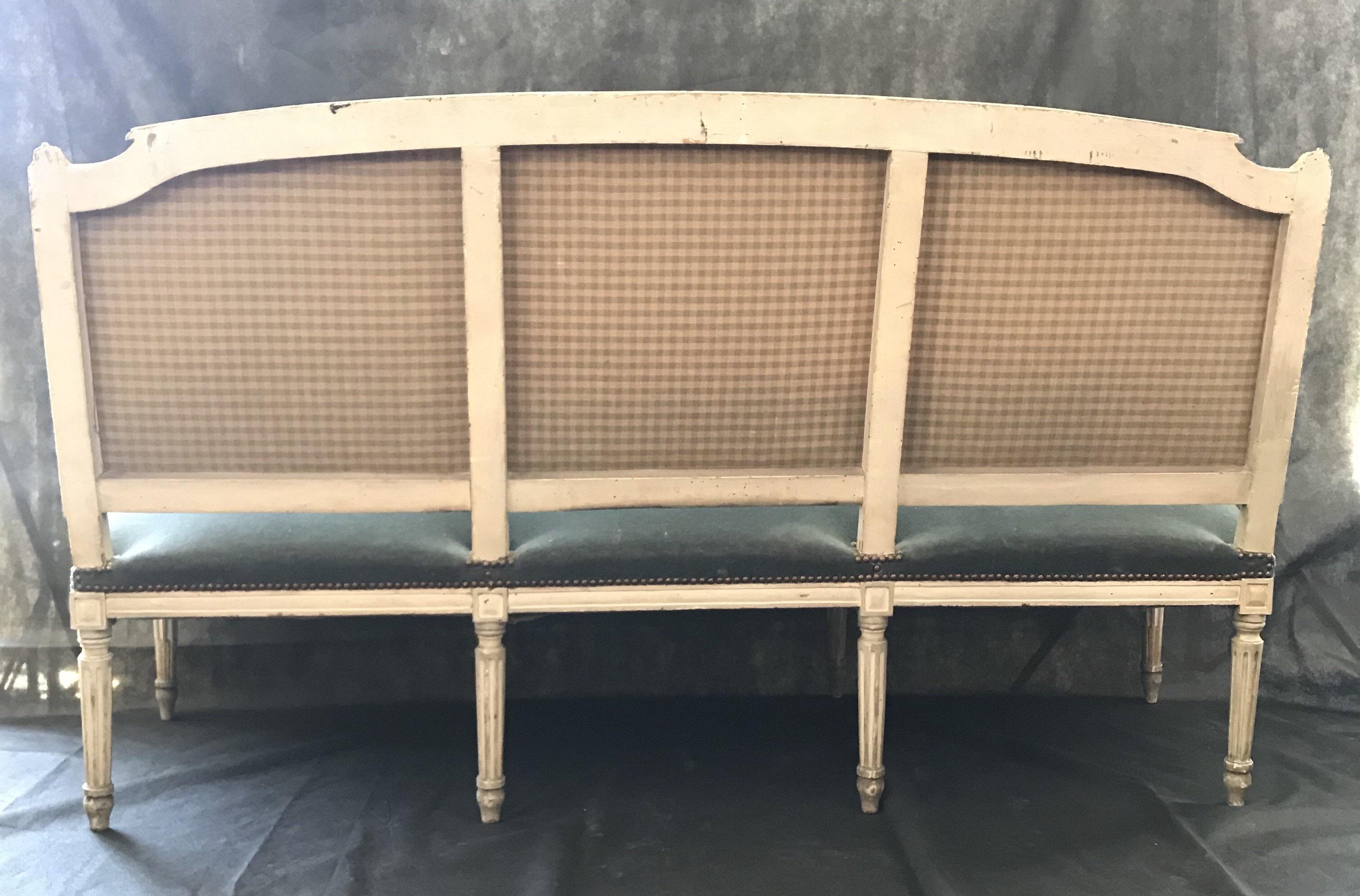 Exceptional Antique French Louis XVI Sofa Settee with Original Mohair 3