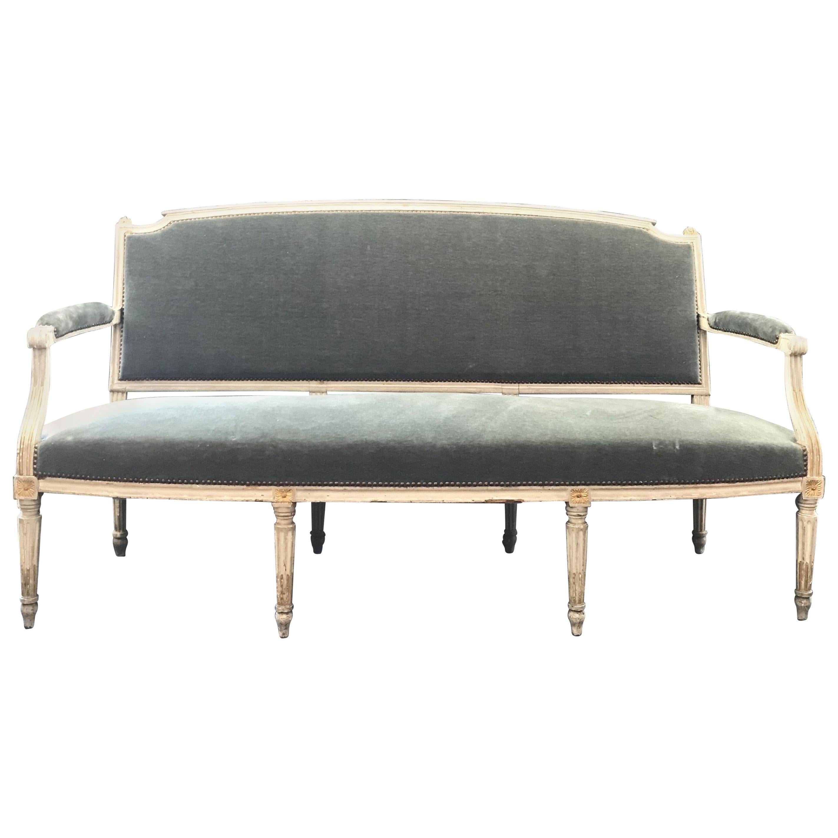  Exceptional Antique French Louis XVI Sofa Settee with Original Mohair