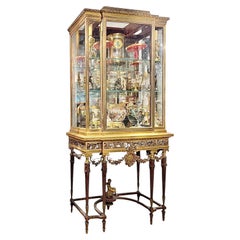 Exceptional Antique French Louis XVI Style Bronze Vitrine on Stand