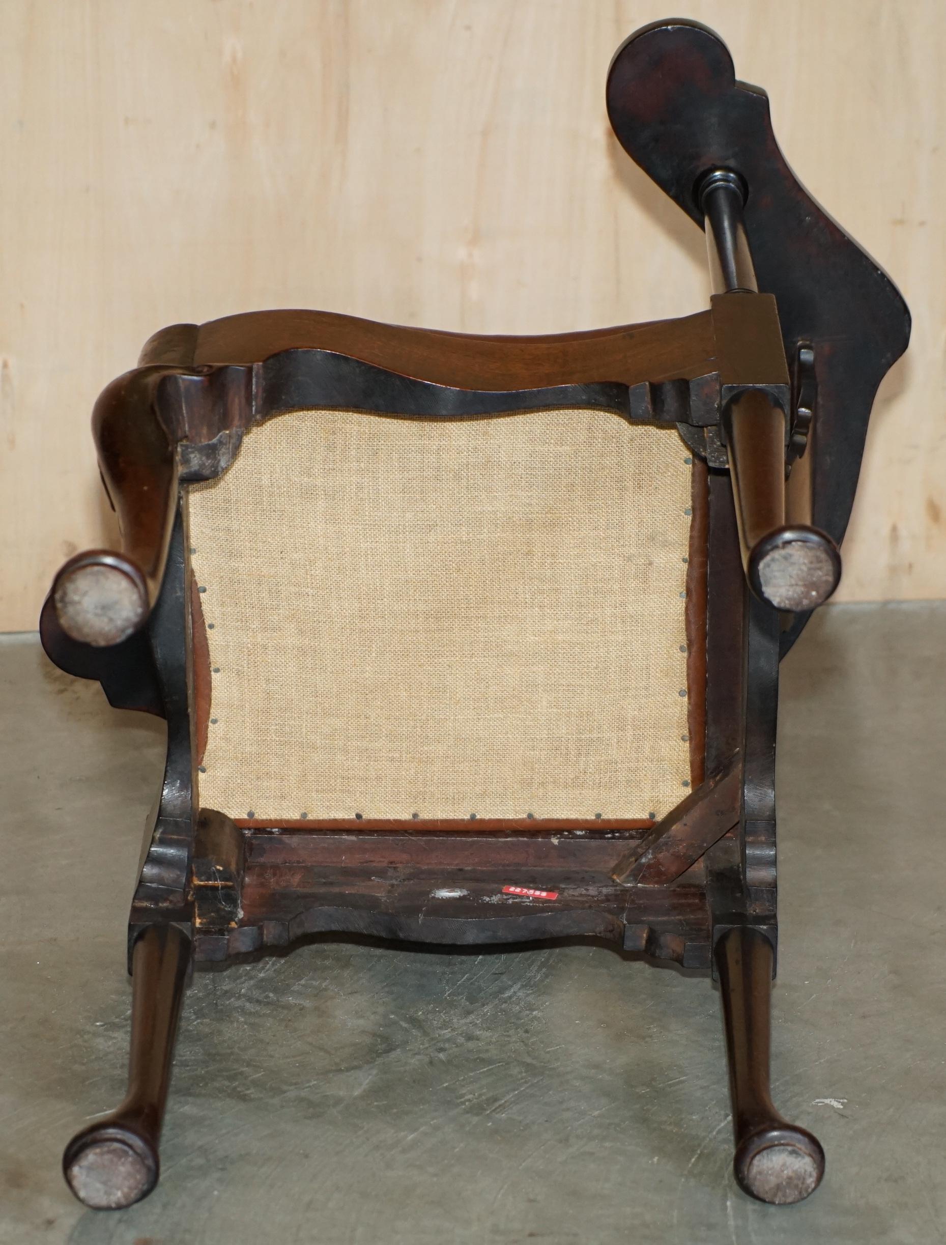 ECCEZIONALE POLTRONA D'ANGOLO DI GEORGE I CIRCA 1710-1720 AMERICANA IN LEGNO DI HARWOOD in vendita 11