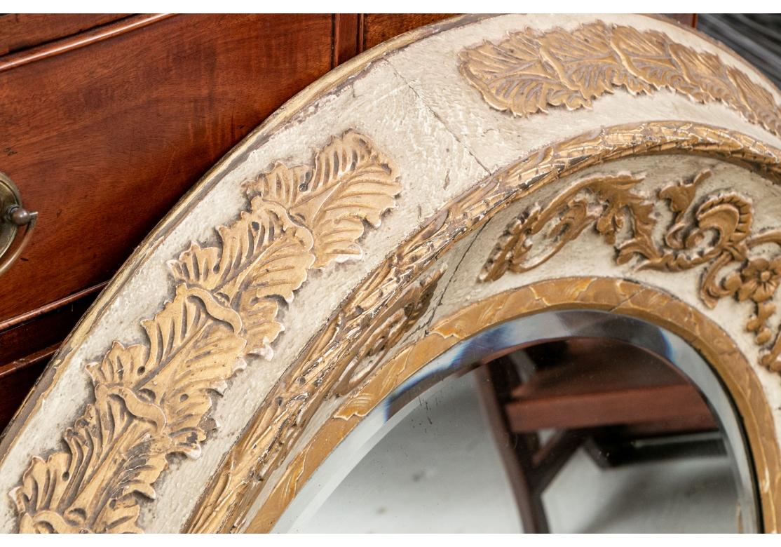 Exceptional Antique Gustavian Style Carved And Painted  Oval Mirror In Good Condition For Sale In Bridgeport, CT