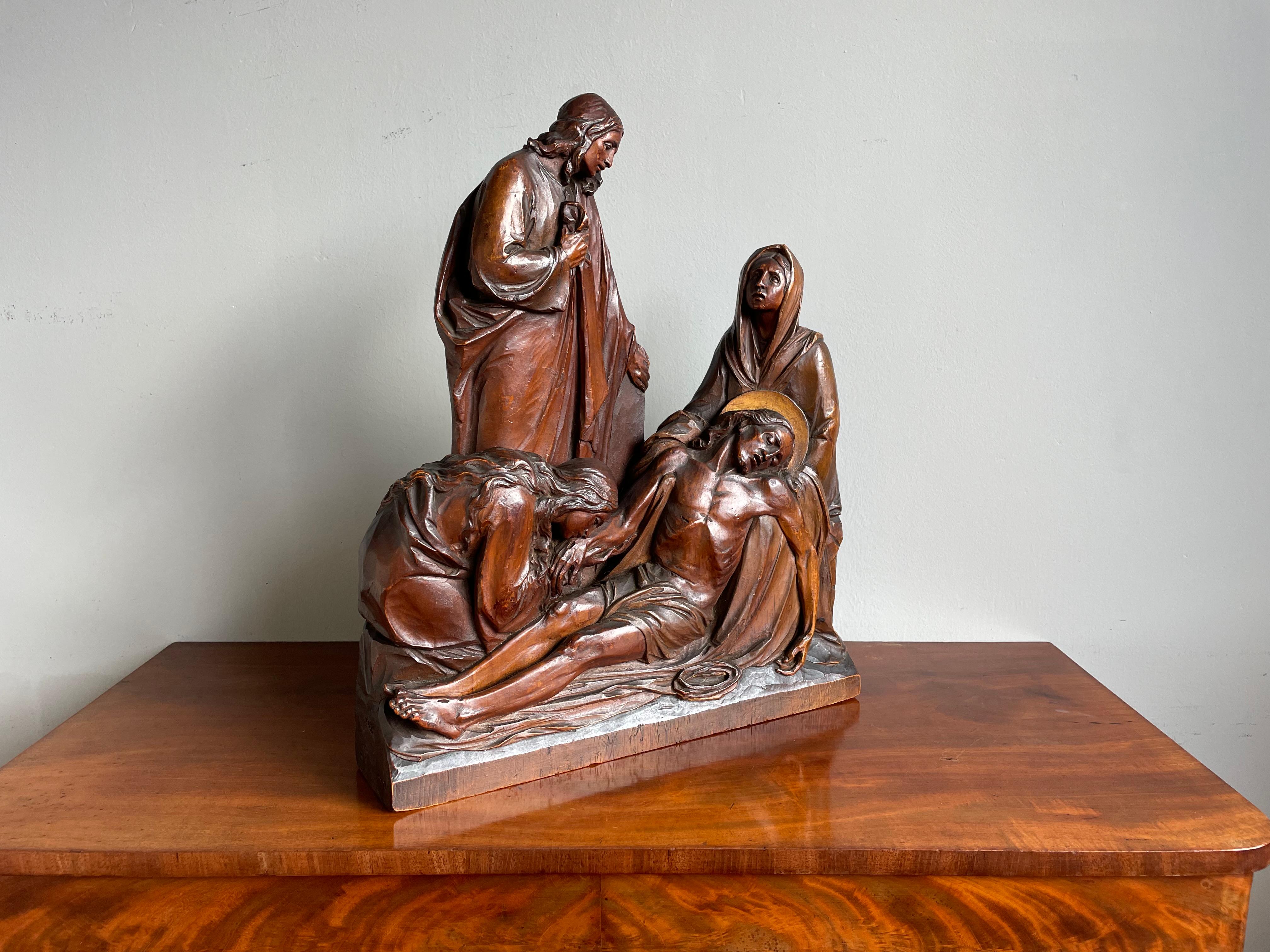 Stunning antique, hand carved church sculpture of the pieta from the 1800s.

If you are a collector of antique and top-quality works of art in general and of rare religious artefacts in particular then this top quality carved wooden sculpture from