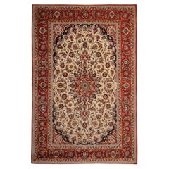 Exceptional Antique Hand Knotted Rug Oriental Beige Kurk Living Room