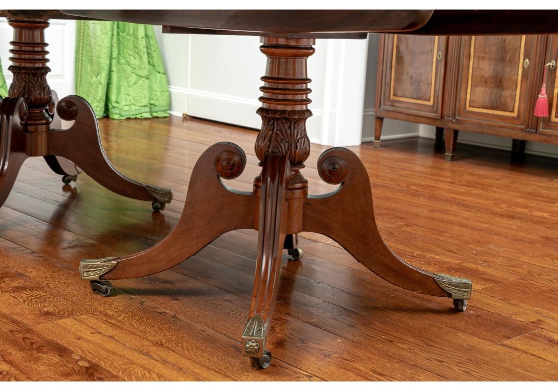 Exceptional Antique Mahogany Double Pedestal Dining Table  In Fair Condition For Sale In Bridgeport, CT