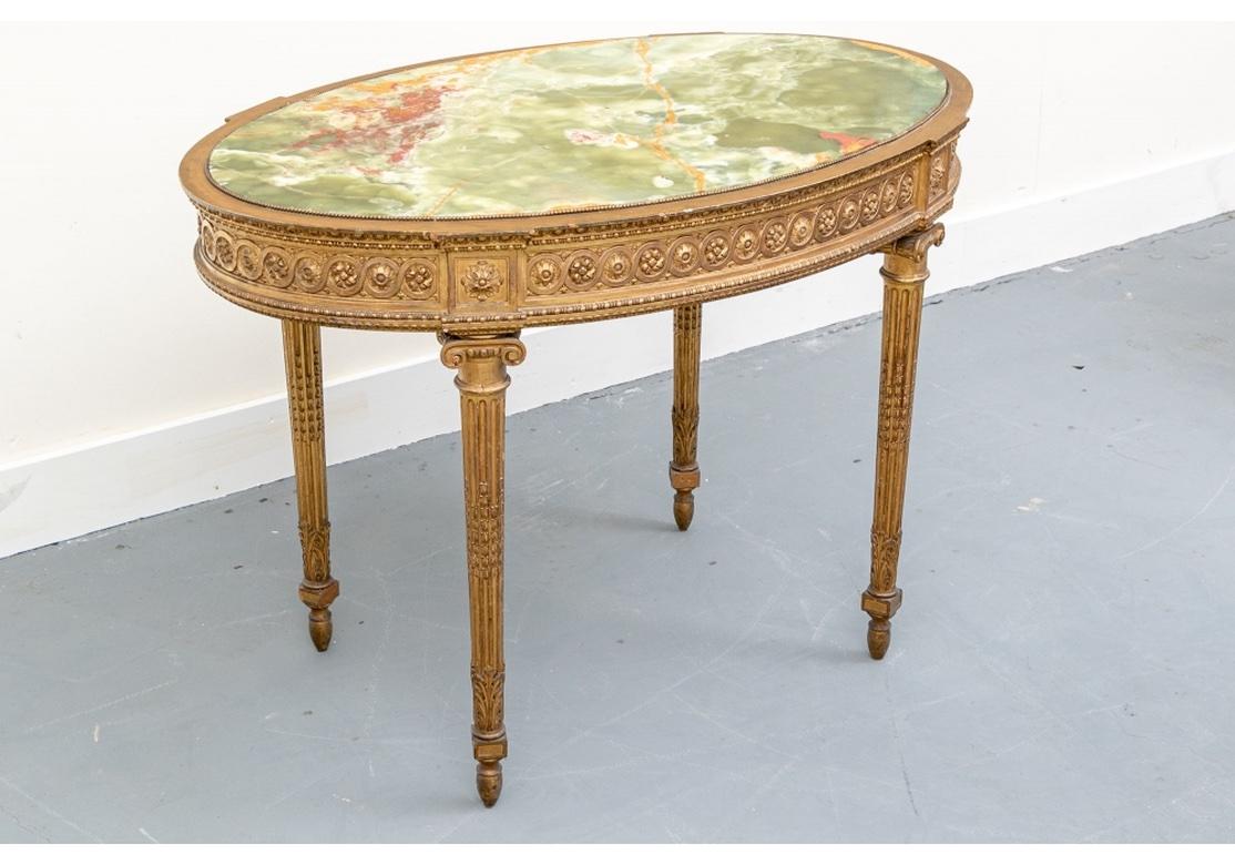 Exceptional Antique Neoclassical Carved And Gilt Center Table With Onyx Top For Sale 11