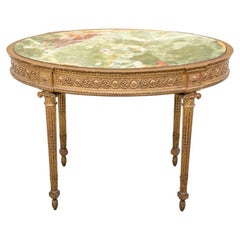 Exceptional Antique Neoclassical Carved And Gilt Center Table With Onyx Top
