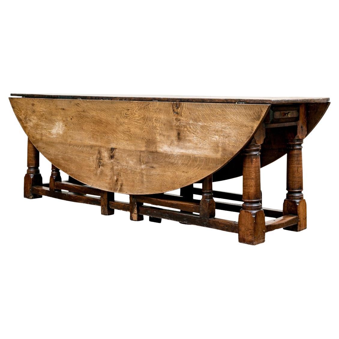 Exceptional Antique Oak Gate Leg Leaf Dining Table