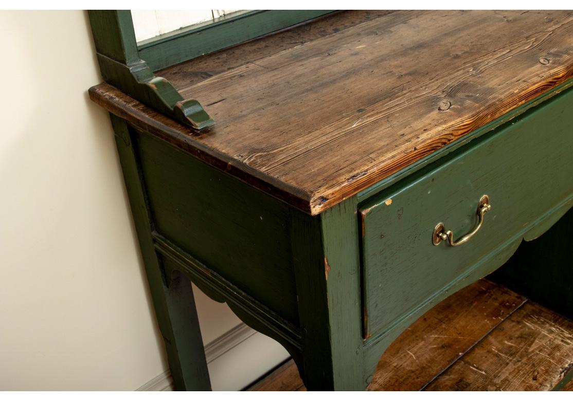 Brass Exceptional Antique Painted Pine Welsh Cupboard