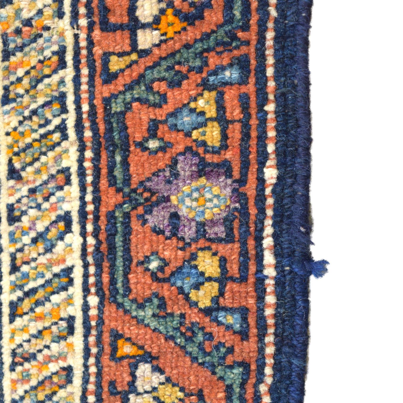 Tribal Antique 1880s Wool Persian Kashkouli Rug Featuring Karim Khan Zand, 2' x 2' For Sale