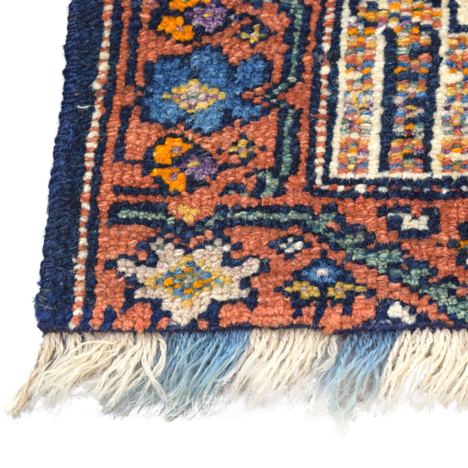 Hand-Knotted Antique 1880s Wool Persian Kashkouli Rug Featuring Karim Khan Zand, 2' x 2' For Sale