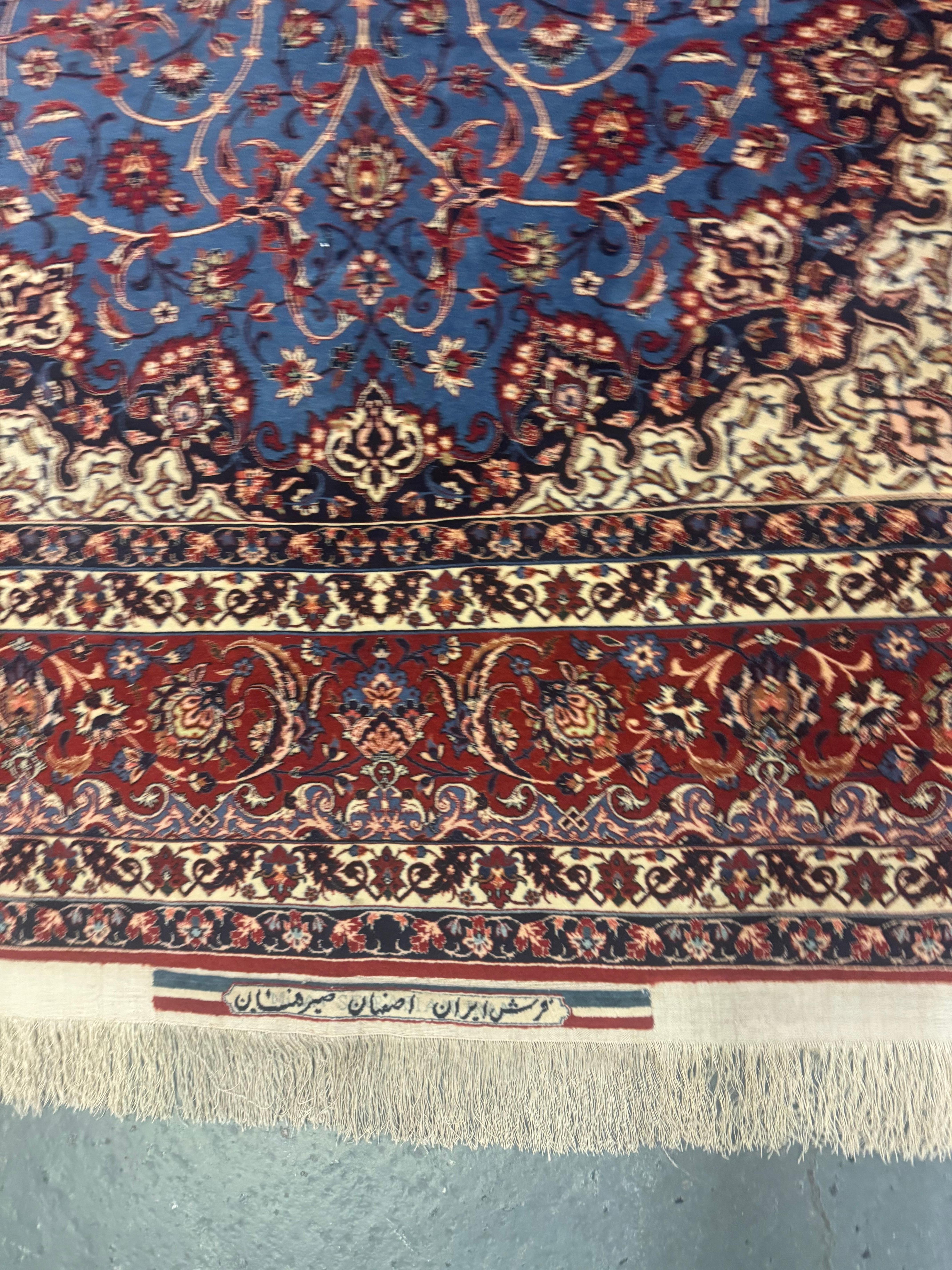 Exceptional Antique Persian Hand Knotted Rug Oriental Blue Kurk Living Room Rug For Sale 4