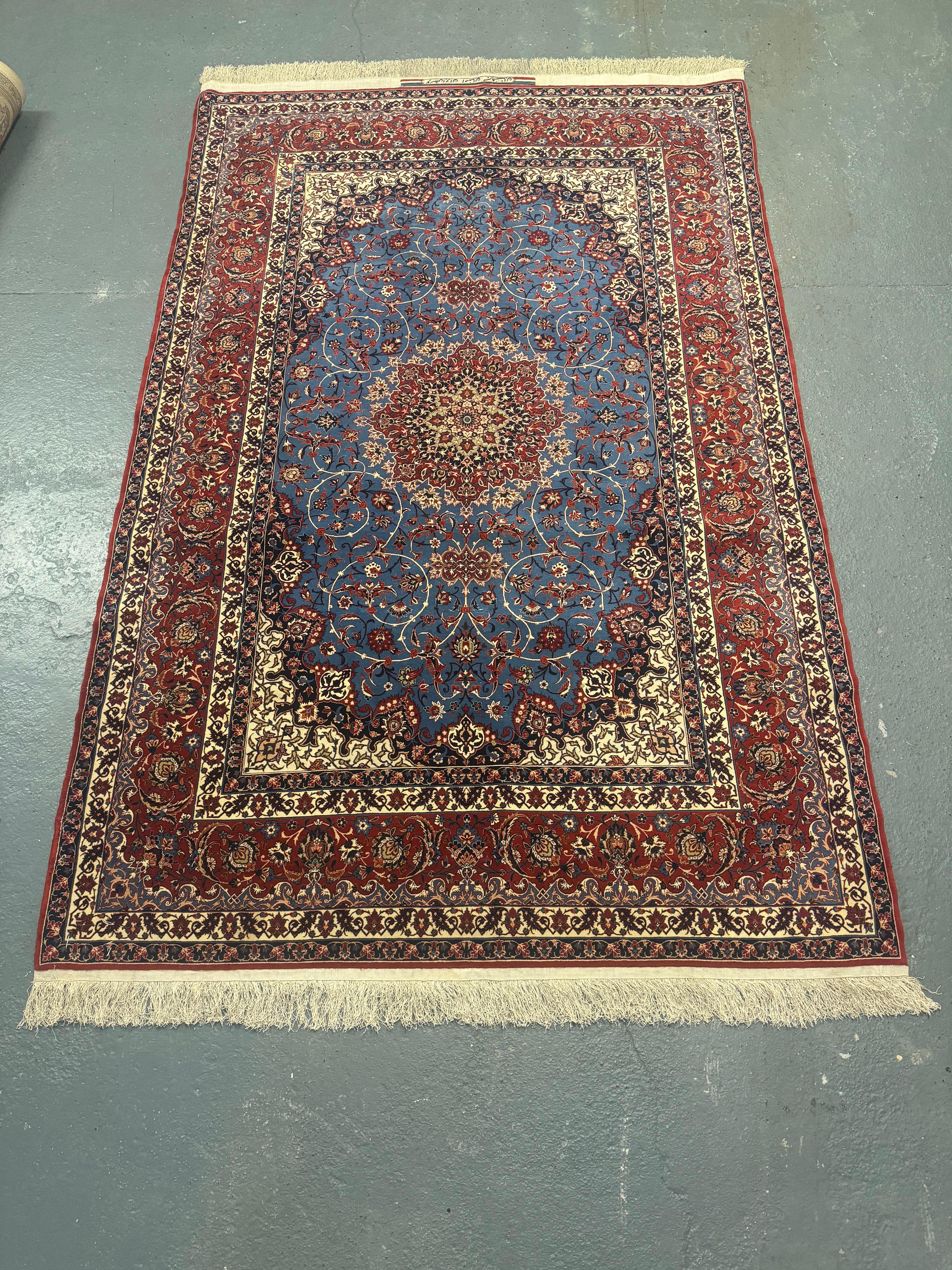 Exceptional Antique Persian Hand Knotted Rug Oriental Blue Kurk Living Room Rug For Sale 5