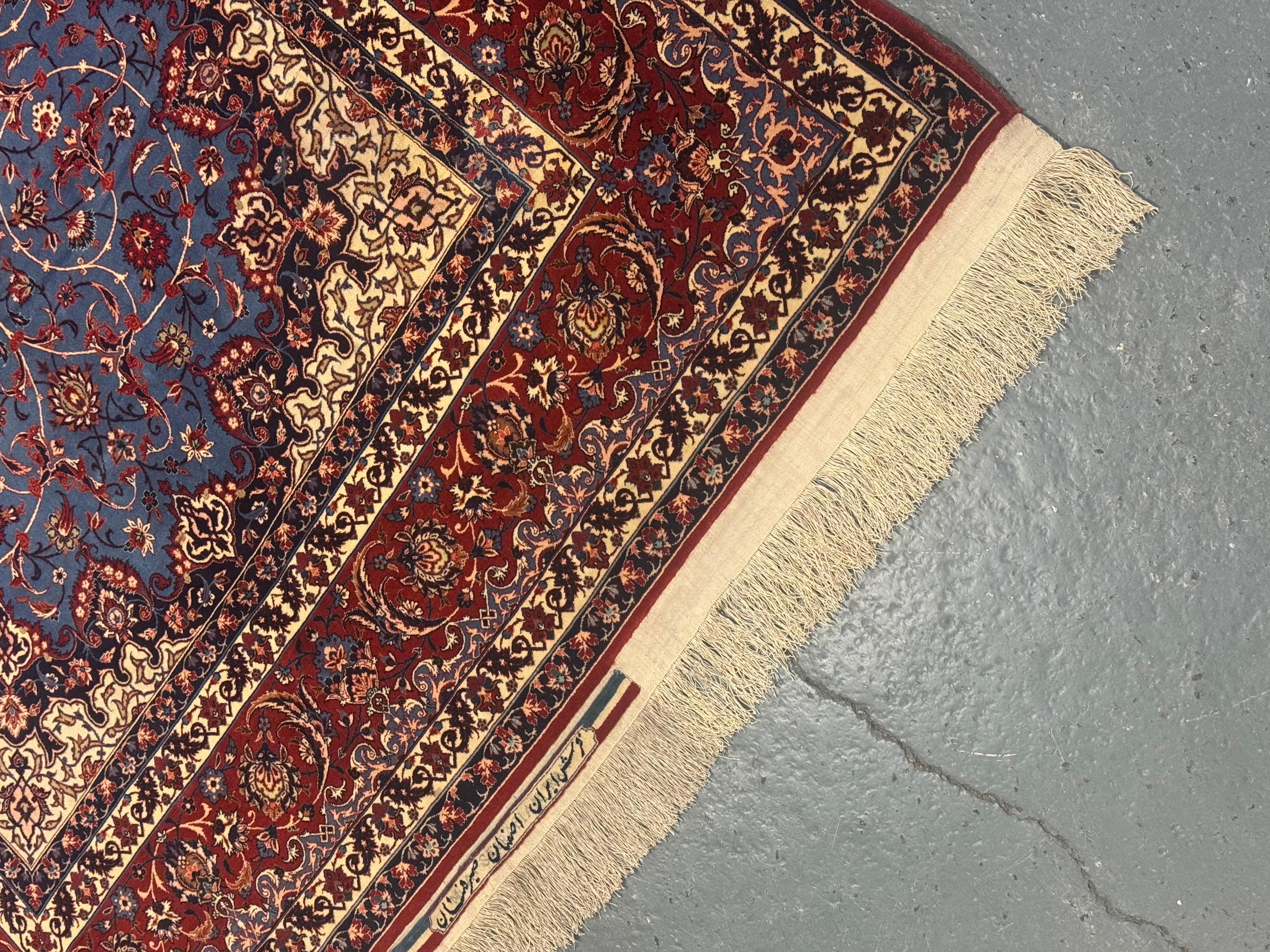 Exceptional Antique Persian Hand Knotted Rug Oriental Blue Kurk Living Room Rug For Sale 6