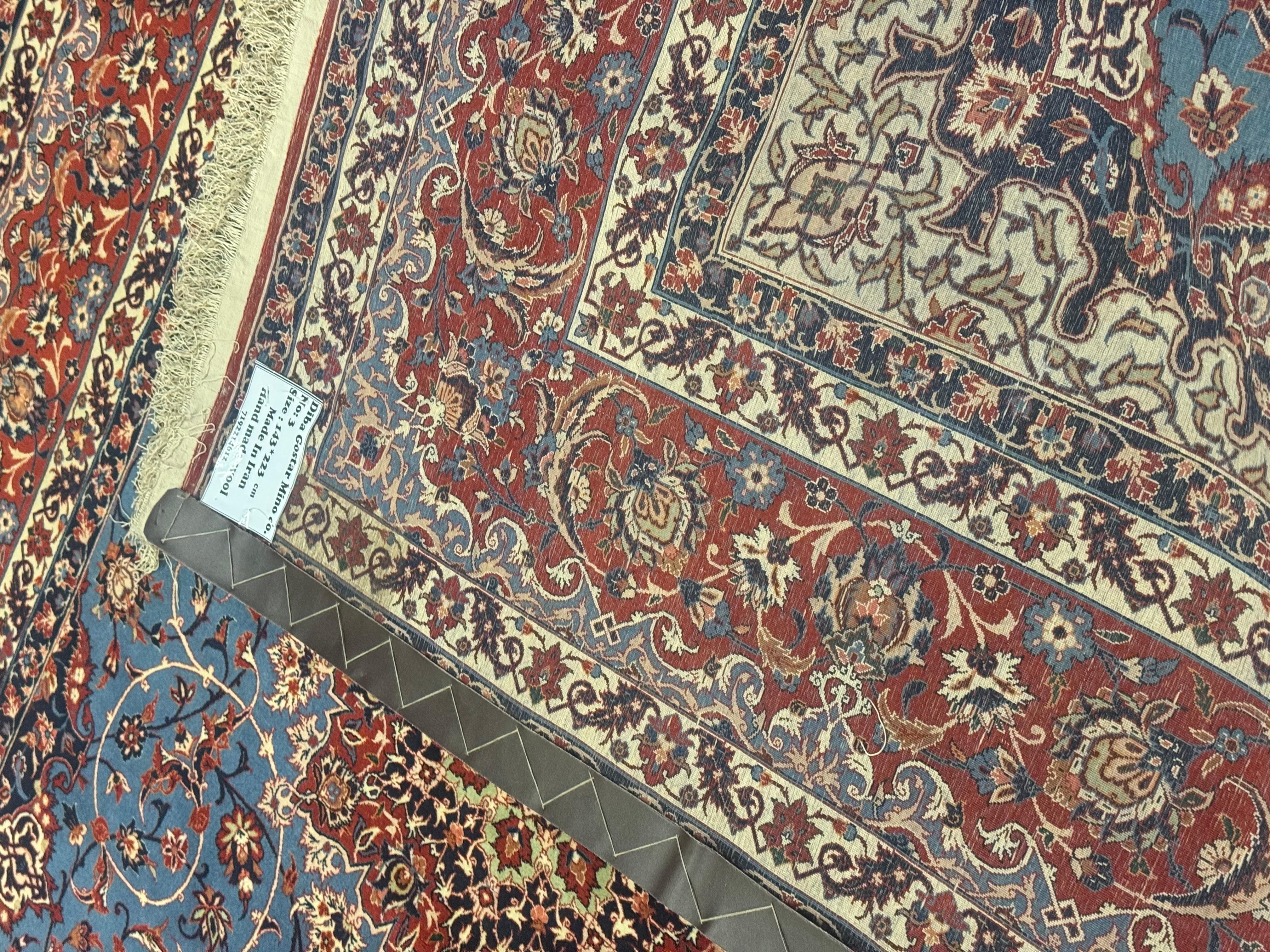 Vegetable Dyed Exceptional Antique Persian Hand Knotted Rug Oriental Blue Kurk Living Room Rug For Sale