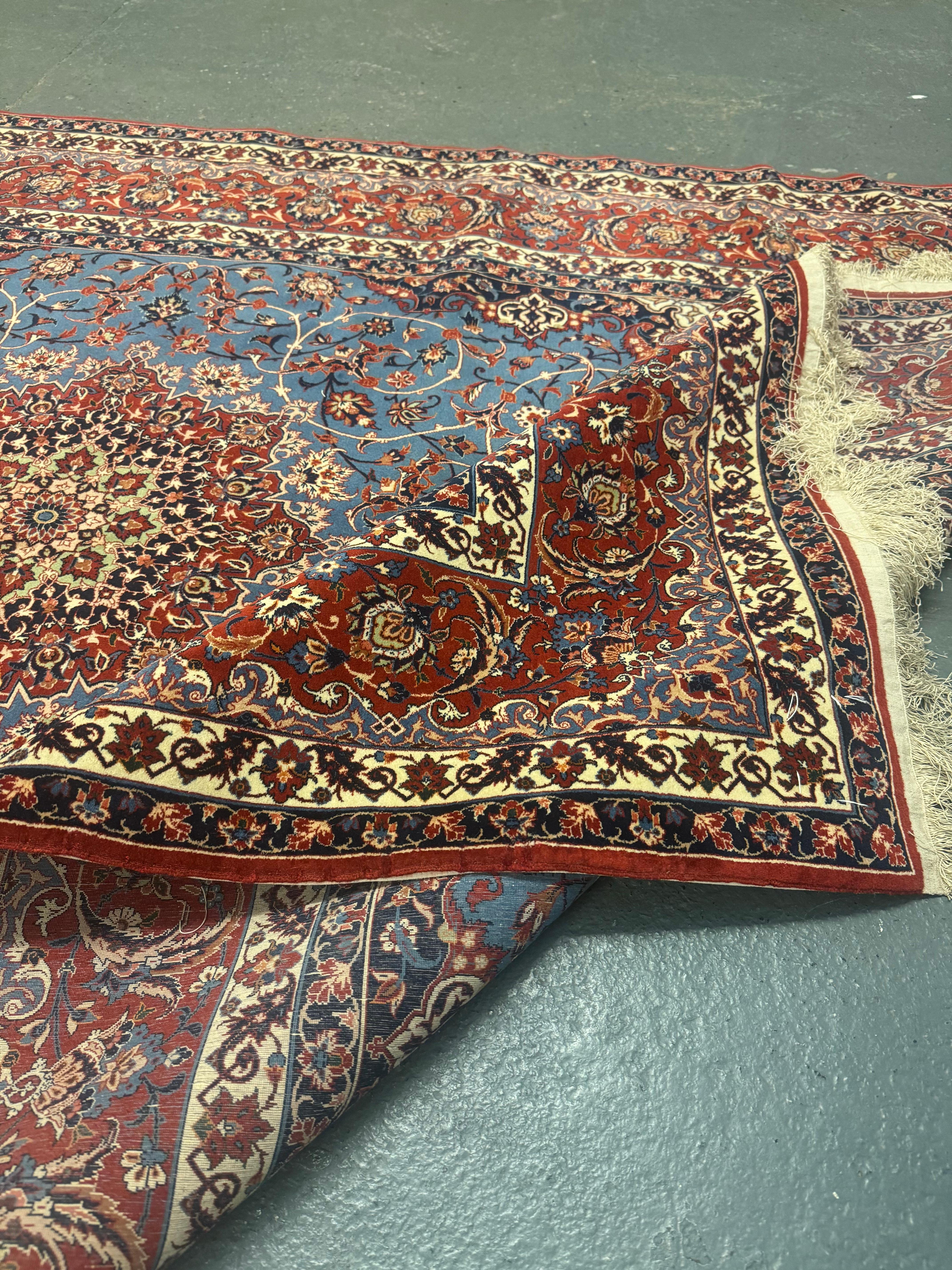 Exceptional Antique Persian Hand Knotted Rug Oriental Blue Kurk Living Room Rug In Excellent Condition For Sale In Wembley, GB