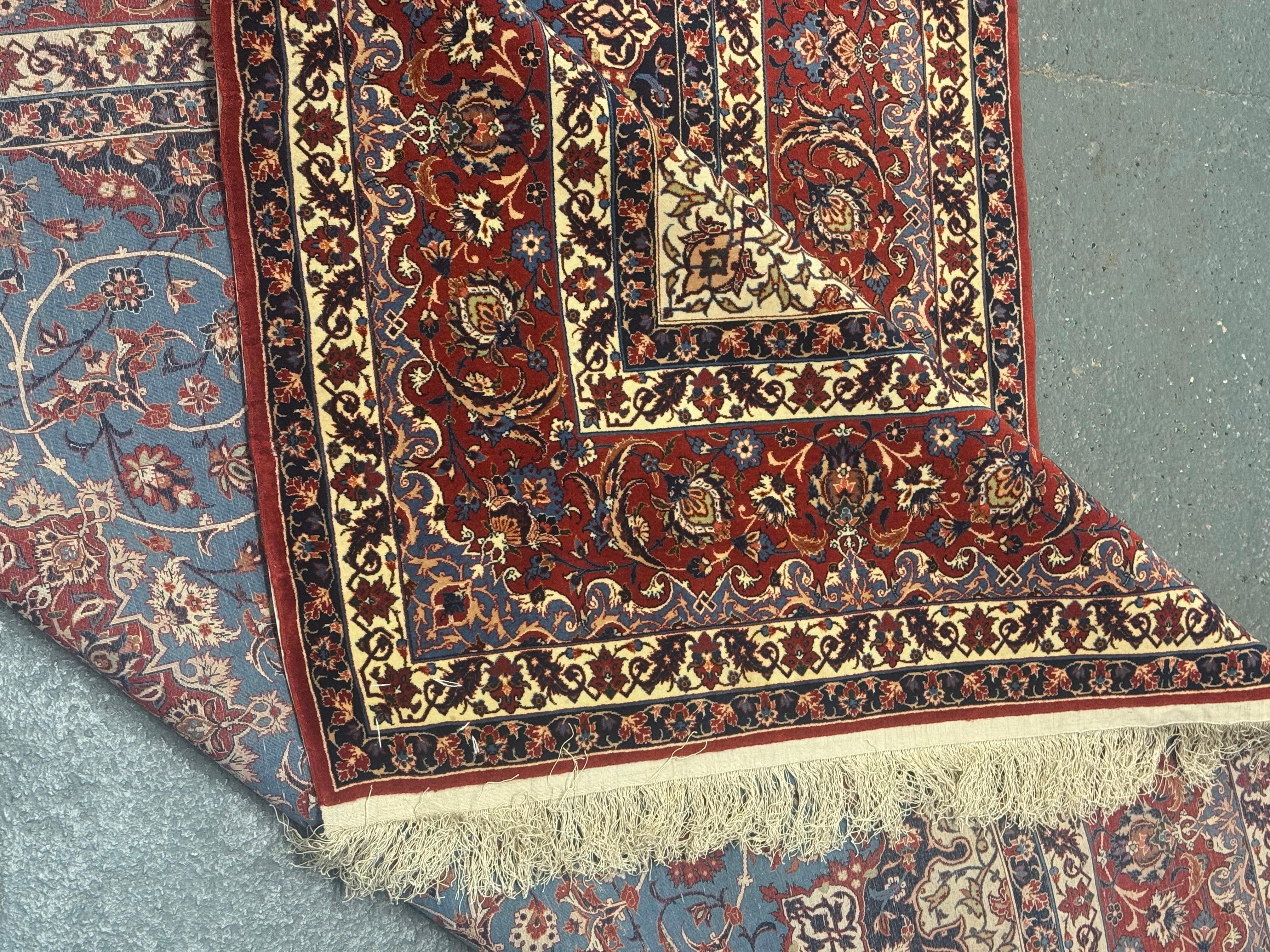 Early 20th Century Exceptional Antique Persian Hand Knotted Rug Oriental Blue Kurk Living Room Rug For Sale